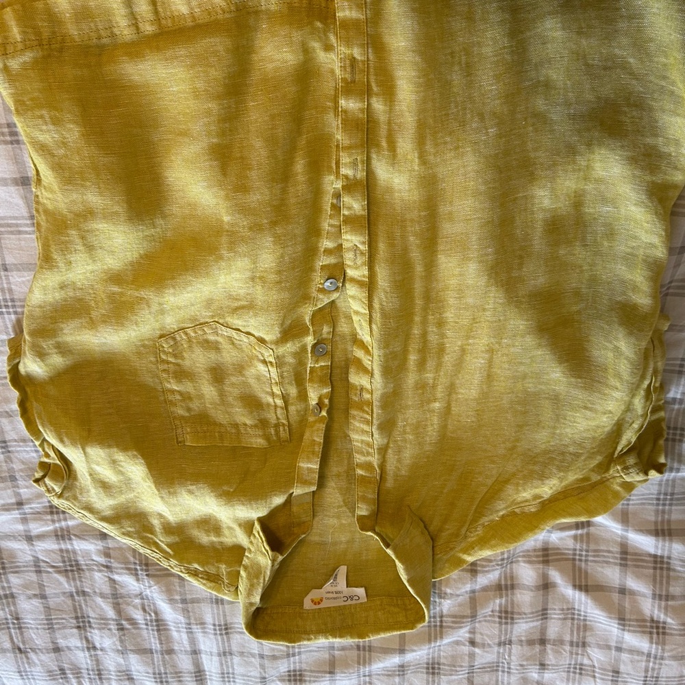 Women's Mustard Button Down Shirt